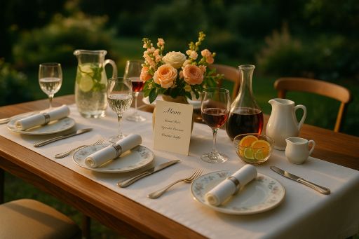Best Practices for Stress-Free Parties: Host with Ease and Confidence An elegant garden party dining table set for guests