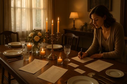 A woman working to plan her next party