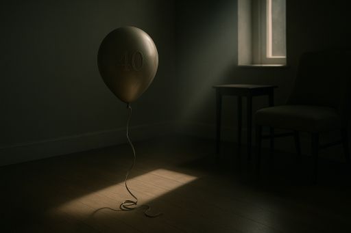 Celebration Ideas for Milestone Birthdays: How to Celebrate and Mark Special Ages Minimalist photography of a solitary balloon in a dimly lit room; symbolizes maturity and reflection, with creased pastel matte surface.