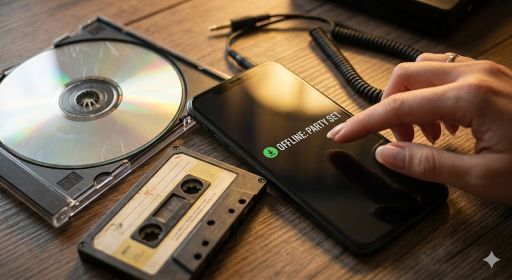 Do Strippers Bring Their Own Music To Parties? an offline phone next to a CD and tape